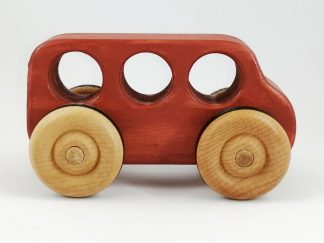 Red toy bus wooden handmade