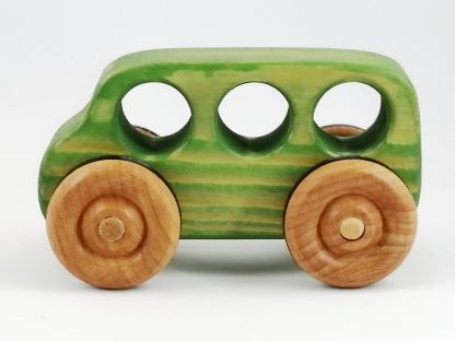 green toy wooden bus birthday gift