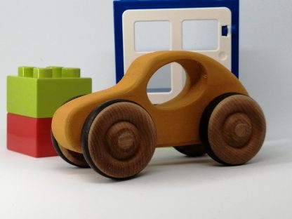 yellow wooden car toy for baby