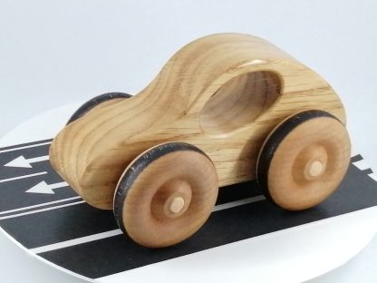 solid wood toy car in oak