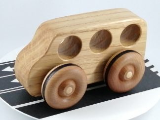large wooden toy bus made from oak