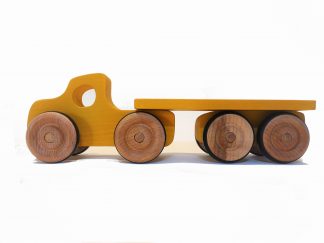 yellow wooden toy lorry